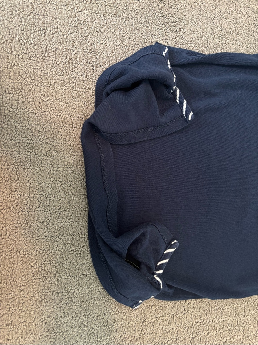 Ralph Lauren Navy Short-Sleeve Crewneck Tee with White Sleeve Stripes - Picture 5 of 7